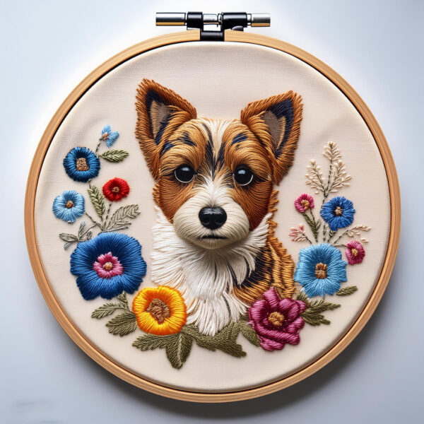 puppy blossoms hand embroidery pattern, puppy pattern, hand embroidery, hand embroidery pdf