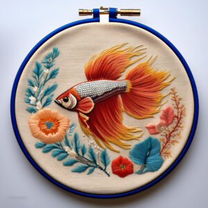 vibrant betta bloom hand embroidery pattern, vibrant pattern, hand embroidery, hand embroidery pdf