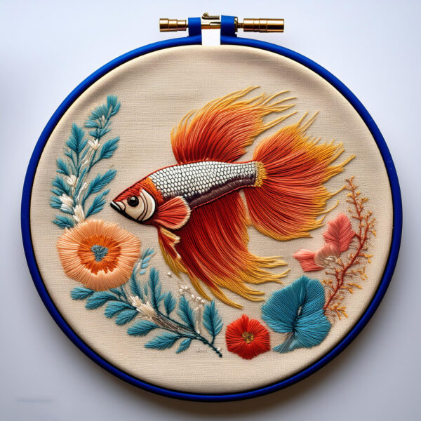 vibrant betta bloom hand embroidery pattern, vibrant pattern, hand embroidery, hand embroidery pdf