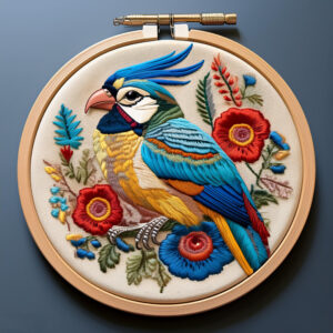 vibrant bird hand embroidery pattern, vibrant pattern, hand embroidery, hand embroidery pdf