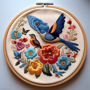 vibrant bird and floral hand embroidery pattern, vibrant pattern, hand embroidery, hand embroidery pdf