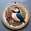 vibrant puffin hand embroidery pattern, vibrant pattern, hand embroidery, hand embroidery pdf