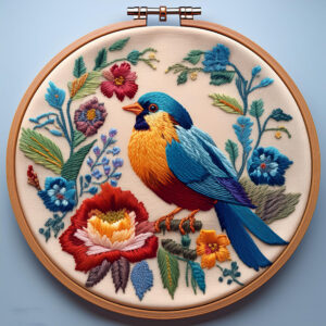 vibrant songbird hand embroidery pattern, vibrant pattern, hand embroidery, hand embroidery pdf