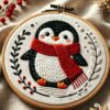 winter penguin hand embroidery pattern, winter pattern, hand embroidery, hand embroidery pdf