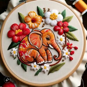 elephant hand embroidery pattern, elephant pattern, hand embroidery, hand embroidery pdf