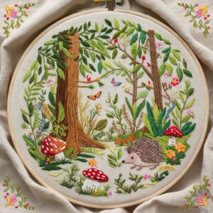 forest hand embroidery pattern, forest pattern, hand embroidery, hand embroidery pdf