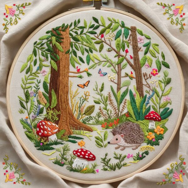 forest hand embroidery pattern, forest pattern, hand embroidery, hand embroidery pdf