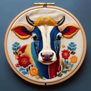 colorful cow hand embroidery pattern, colorful pattern, hand embroidery, hand embroidery pdf
