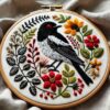 black and white bird hand embroidery pattern, black pattern, hand embroidery, hand embroidery pdf