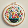 bouquet arranged in a basket hand embroidery pattern, bouquet pattern, hand embroidery, hand embroidery pdf