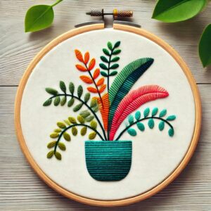teal pot hand embroidery pattern, teal pattern, hand embroidery, hand embroidery pdf