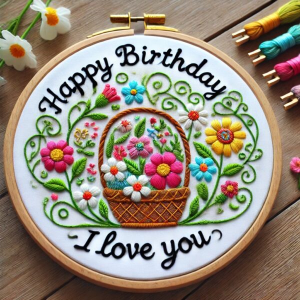 basket of flowers hand embroidery pattern, basket pattern, hand embroidery, hand embroidery pdf