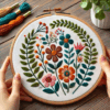 colorful floral hand embroidery pattern, colorful pattern, hand embroidery, hand embroidery pdf