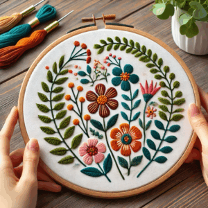 colorful floral hand embroidery pattern, colorful pattern, hand embroidery, hand embroidery pdf