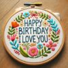 happy birthday i love you hand embroidery pattern, happy pattern, hand embroidery, hand embroidery pdf