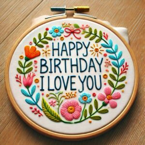 happy birthday i love you hand embroidery pattern, happy pattern, hand embroidery, hand embroidery pdf