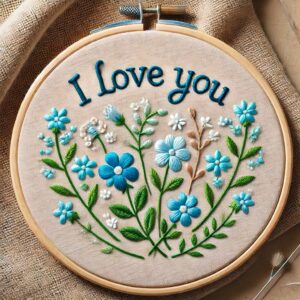 i love you flowers hand embroidery pattern, i pattern, hand embroidery, hand embroidery pdf