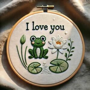 i love you frog hand embroidery pattern, i pattern, hand embroidery, hand embroidery pdf