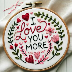 i love you more hand embroidery pattern, i pattern, hand embroidery, hand embroidery pdf