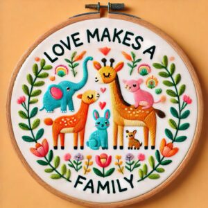 love makes family hand embroidery pattern, love pattern, hand embroidery, hand embroidery pdf