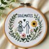 soulmates couple hand embroidery pattern, soulmates pattern, hand embroidery, hand embroidery pdf