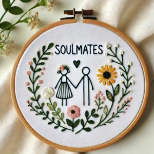 soulmates couple hand embroidery pattern, soulmates pattern, hand embroidery, hand embroidery pdf