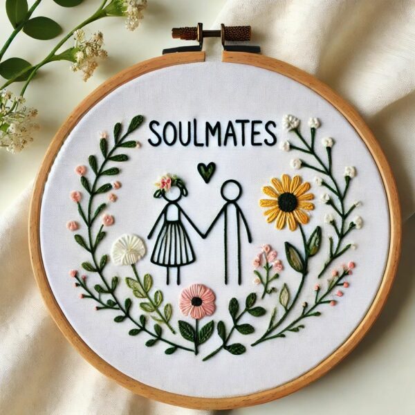 soulmates couple hand embroidery pattern, soulmates pattern, hand embroidery, hand embroidery pdf