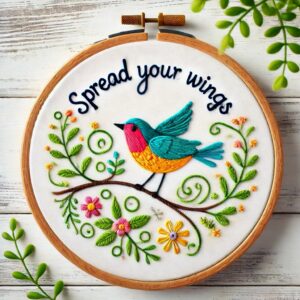 spread your wings bird hand embroidery pattern, spread pattern, hand embroidery, hand embroidery pdf