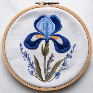blue iris flower hand embroidery pattern, blue pattern, hand embroidery, hand embroidery pdf