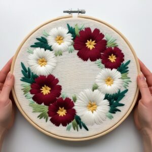 circle of flower hand embroidery pattern, circle pattern, hand embroidery, hand embroidery pdf