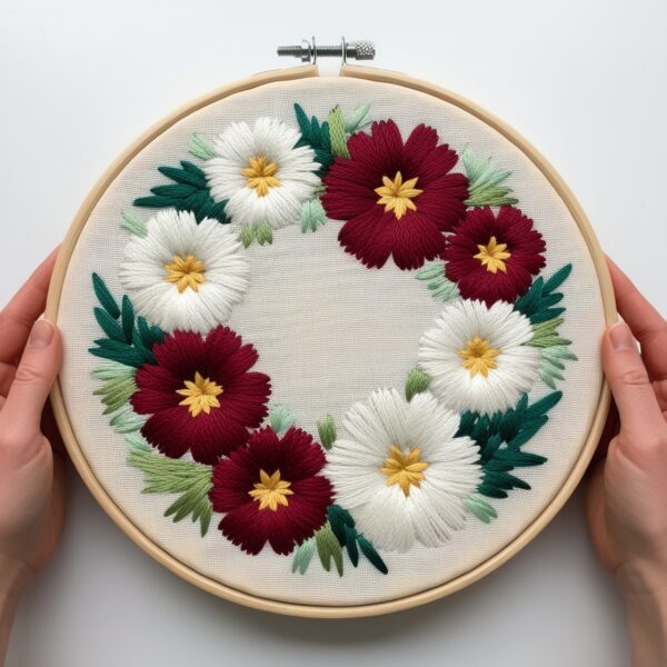 circle of flower hand embroidery pattern, circle pattern, hand embroidery, hand embroidery pdf
