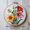 colorful lilies hand embroidery pattern, colorful pattern, hand embroidery, hand embroidery pdf