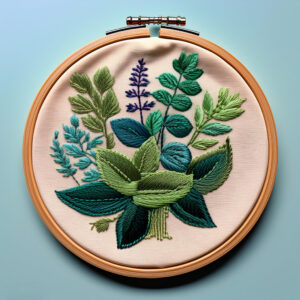 vivid leaf embroidery bouquet hand embroidery pattern, vivid pattern, hand embroidery, hand embroidery pdf