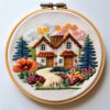 charming cottage embroidery scene hand embroidery pattern, charming pattern, hand embroidery, hand embroidery pdf