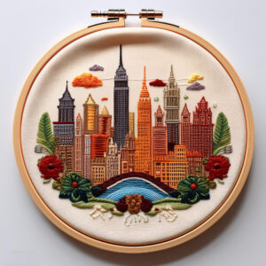city skyline embroidery art hand embroidery pattern, city pattern, hand embroidery, hand embroidery pdf