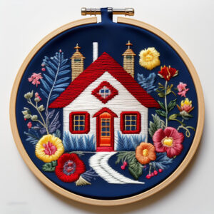 cottage serenity in bloom hand embroidery pattern, cottage pattern, hand embroidery, hand embroidery pdf
