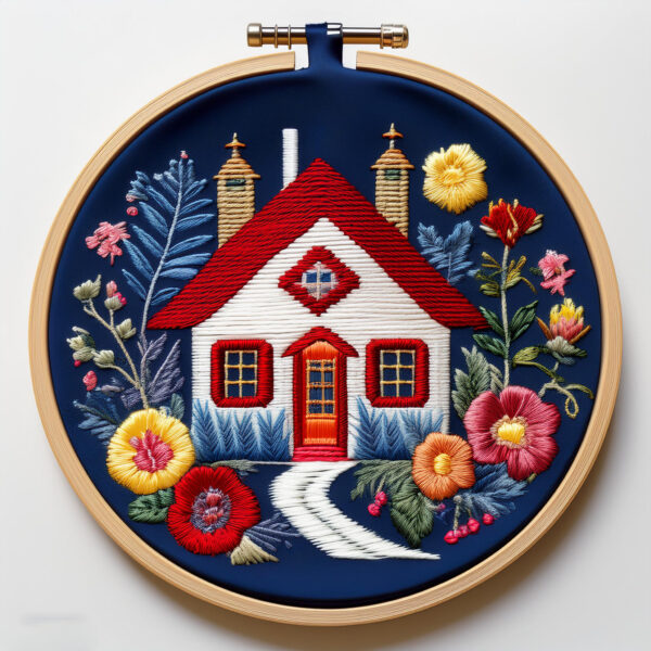 cottage serenity in bloom hand embroidery pattern, cottage pattern, hand embroidery, hand embroidery pdf