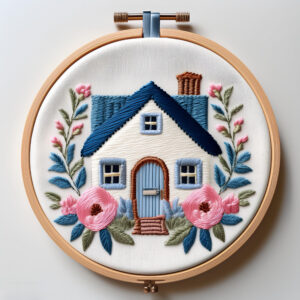 cozy cottage embroidery art hand embroidery pattern, cozy pattern, hand embroidery, hand embroidery pdf