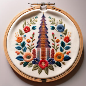 floral pagoda harmony hand embroidery pattern, floral pattern, hand embroidery, hand embroidery pdf