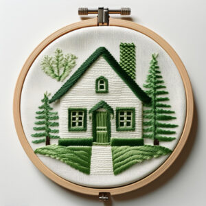 forest cottage embroidery design hand embroidery pattern, forest pattern, hand embroidery, hand embroidery pdf