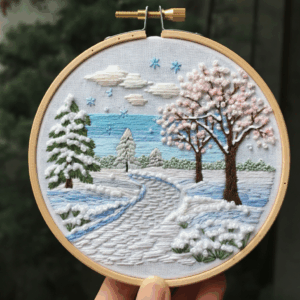 snowy path embroidery hand embroidery pattern, snowy path pattern, hand embroidery, hand embroidery pdf