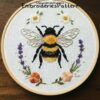 bumblebee and floral hand embroidery pattern, bumblebee and floral pattern, hand embroidery, hand embroidery pdf