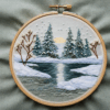 serene winter landscape embroidery hand embroidery pattern, serene winter landscape pattern, hand embroidery, hand embroidery pdf