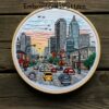 bustling cityscape hand embroidery pattern, bustling cityscape pattern, hand embroidery, hand embroidery pdf