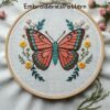 butterfly and floral hand embroidery pattern, butterfly and floral pattern, hand embroidery, hand embroidery pdf