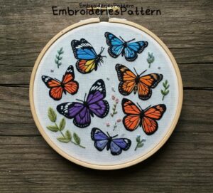 butterfly garden embroidery hand embroidery pattern, butterfly garden pattern, hand embroidery, hand embroidery pdf