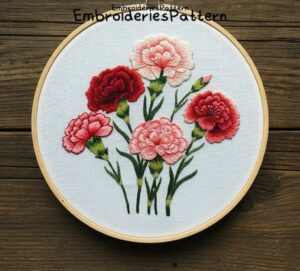 carnation embroidery art hand embroidery pattern, carnation art pattern, hand embroidery, hand embroidery pdf