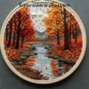 autumn river landscape embroidery hand embroidery pattern, autumn river landscape pattern, hand embroidery, hand embroidery pdf