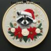 christmas raccoon hand embroidery pattern, christmas raccoon pattern, hand embroidery, hand embroidery pdf