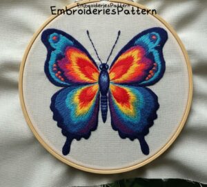 colorful butterfly hand embroidery pattern, colorful butterfly pattern, hand embroidery, hand embroidery pdf